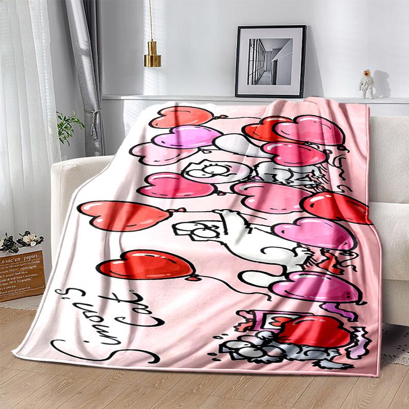 Simon's cat Flannel Blanket Soft Warm All-Season Throw, Design for Camping, Car Travel, Hiking Sofa, Bed, Office Perfect Gift for Parties