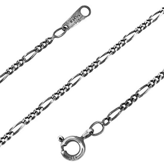 Gin no Smoked Figaro Chain Length Width Thin Silver 925 Necklace Chain Necklace Chain SV925 Chain Only [Shinjuku Kura] 40-60cm (55cm) approx. 1.7mm