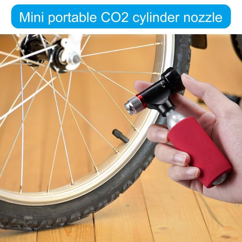 Portable CO2 Inflator Head Road Bike Tire Inflator CO2 Tyre Filler Air Pumps with Pressure Gauge & Insulated Sleeve