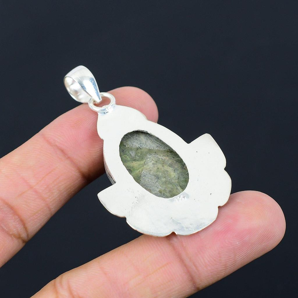 Oval Unakite Gemstone Sterling Silver Handmade Wedding Boho Daughter New Pendant
