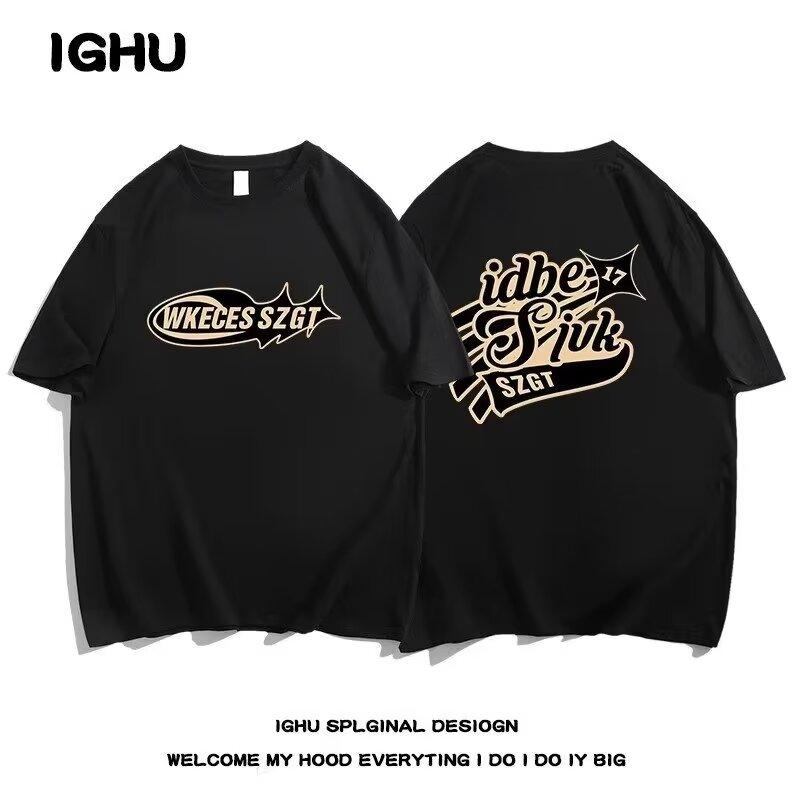 

Футболка с коротким рукавом мужская модная брендовая летняя свободная с рукавом пять четвертей модная в стиле минимализма с принтом 3XL чёрный