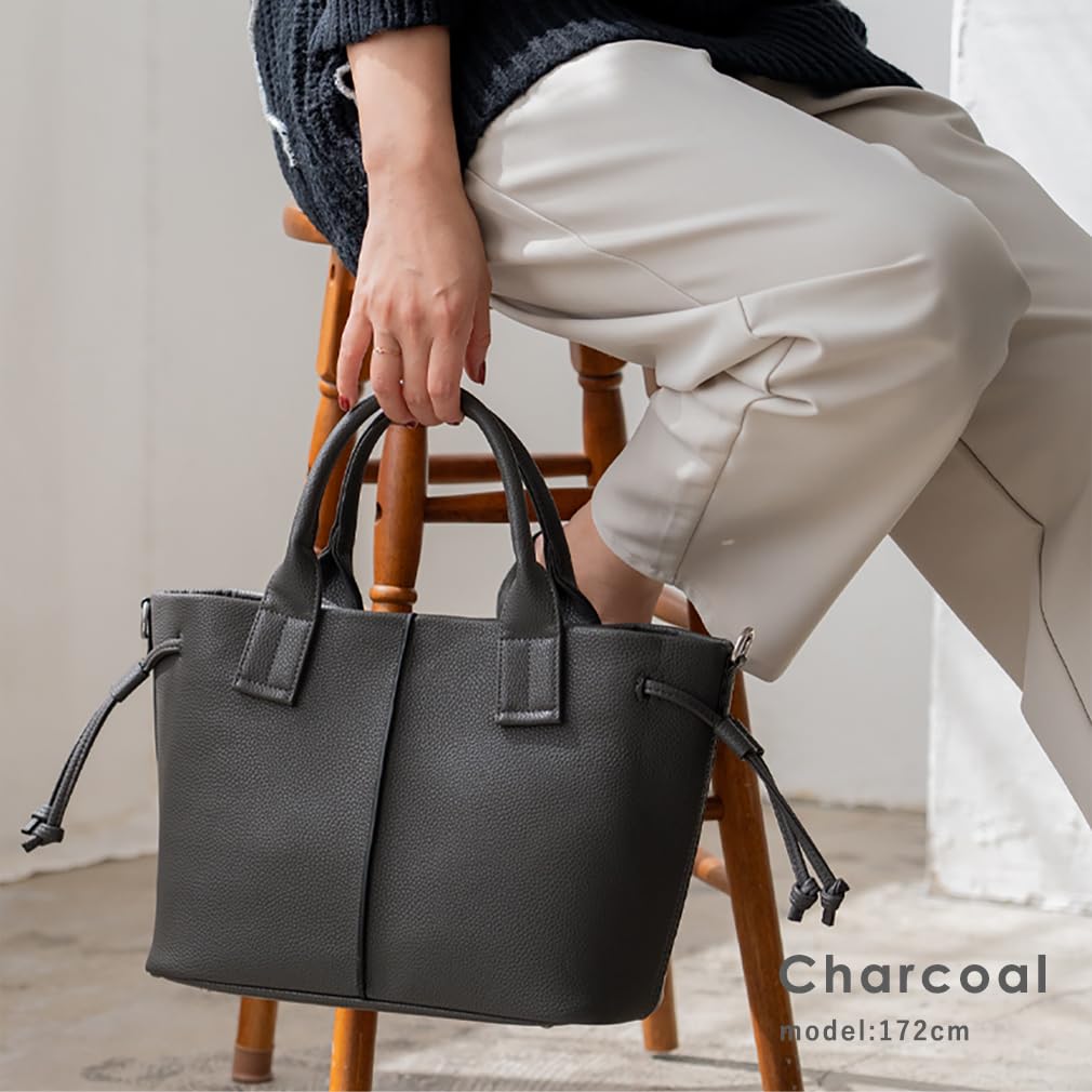 VITAFELICE Women's Side Tassel 2-Way Tote Bag Inb-10185p (Charcoal)