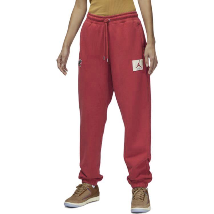 Jordan X Two 18 Collaboration Logo Patch Pattern Embroidered Washed Fleece Drawstring Sweatpants Women Bottoms DV6969-687