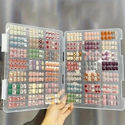 2Pcs/Set Manicure Storage Box with 1 Roll Tape, Dust-proof Portable Design for Fake Nails and Nail Sample Display.