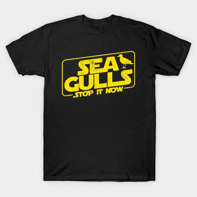 

Men Black Print T-shirt Seagulls Stop It Now No-Cut Transfer Paper Print Cotton Tshirt S чорний