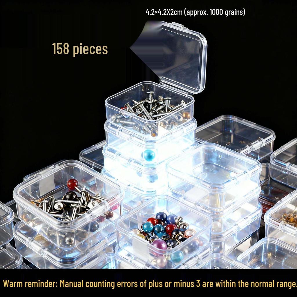 Transparent Polypropylene Small Square Bead & Office Stationery Storage Box