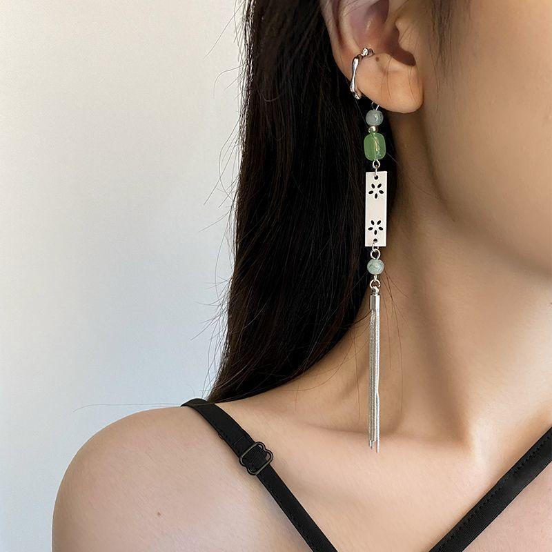 

Серьги-клипсы с кисточками в китайском стиле, подвесные серьги без проколов ушей