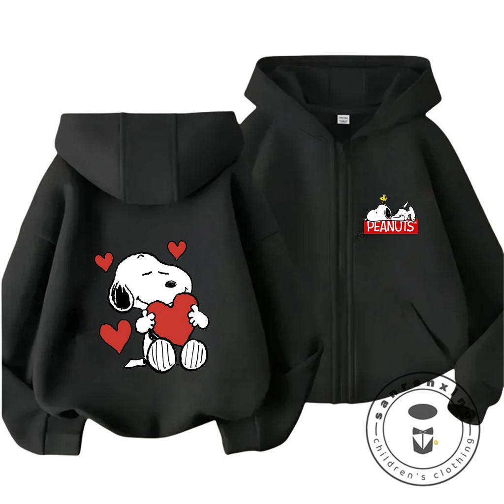 Boys Girls Cute Cartoon Zipper Hoodie Autumn Winter Trendy Fashion Street Style Kids Apparel