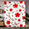 2pc Gorgeous Style Red Floral Print Curtains   Polyester Fabric   Machine Washable   Suitable for Bedroom Living Room Decoration