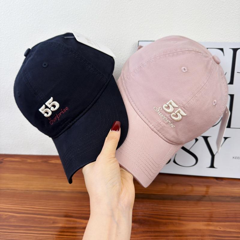New letter embroidery showing face small soft top baseball hat men's and women's niche personality versatile sunshade cap