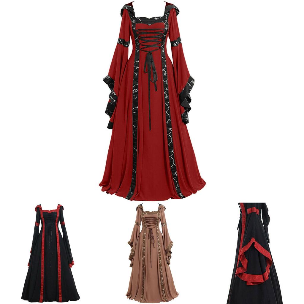 Gotycka Vintage Średniowieczna Sukienka Damska Na Renesansowy Cosplay Halloweenową Imprezę Kostiumową