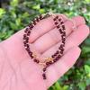 Natural Amber & Pink Sugar Heart Crystal Double-Loop Bracelet (3.5mm)