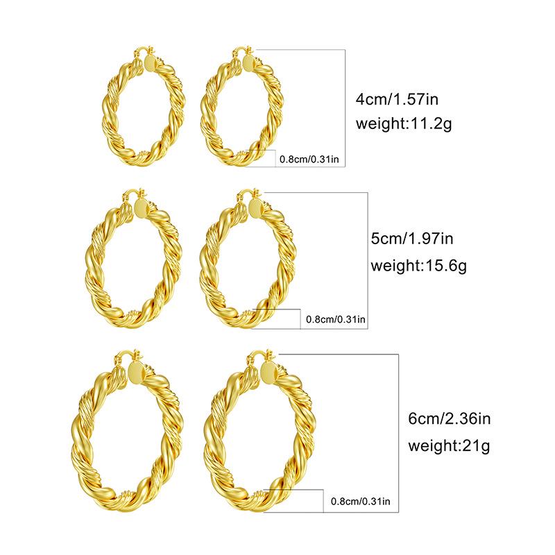 European Chunky Twist Hoop Earrings for Women: Gold or Silver, Fashionable & Versatile Luxury Ear Jewelry