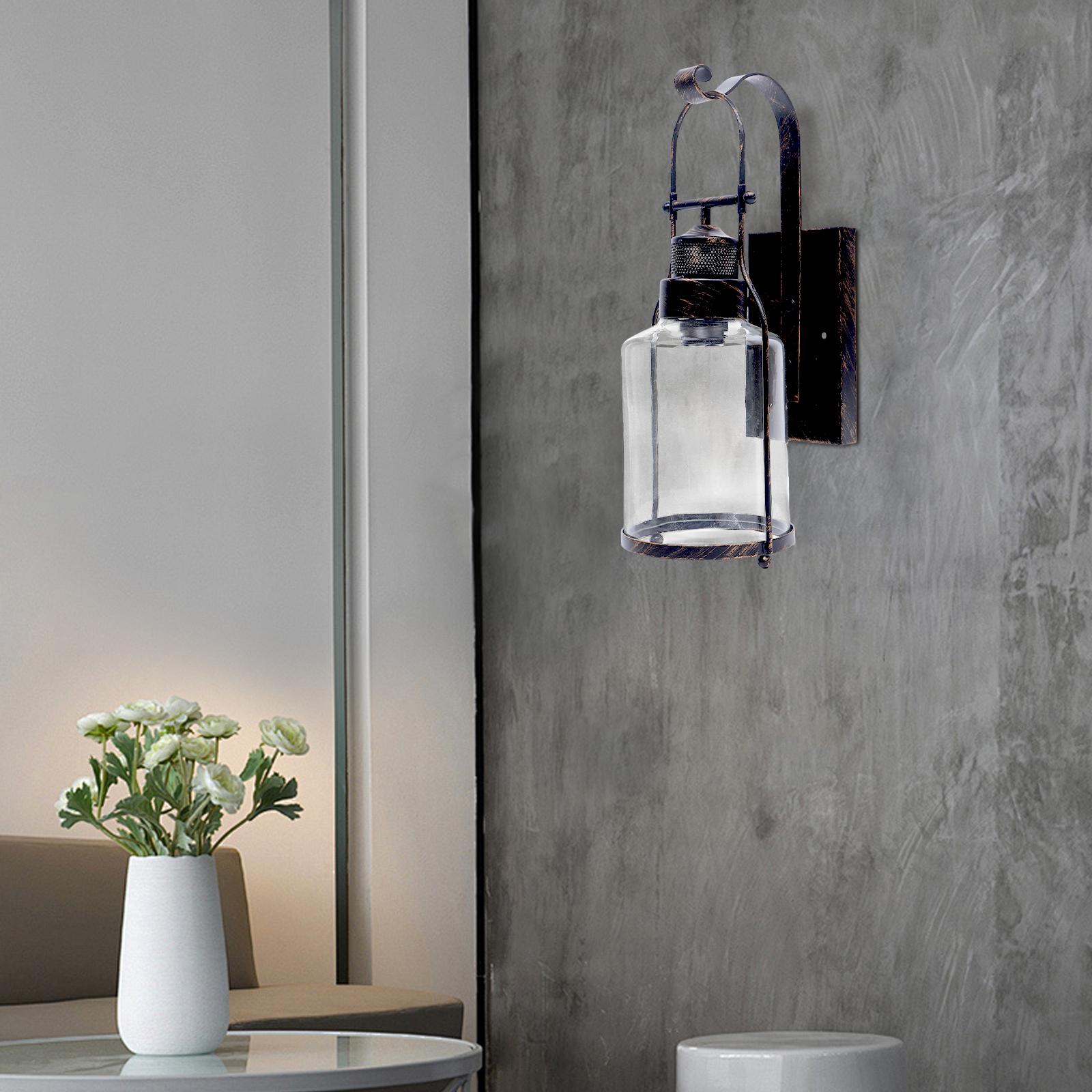

Vintage Industrial Glass Wall Sconce Rust Finish - No Bulb Included, 110-220V, 15m² Coverage, E26/E27 Base - for Bedroom Hallway коричневый