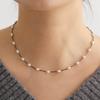 92.5 Silver Pipe Ball Point Pearl Necklace