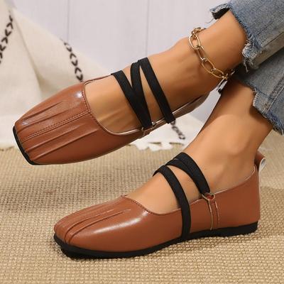 Fashion Autumn New Flat Shoes Women's Square Head Shallow Mouth Soft Sole Anti-slip Wear-resistant Single Shoes