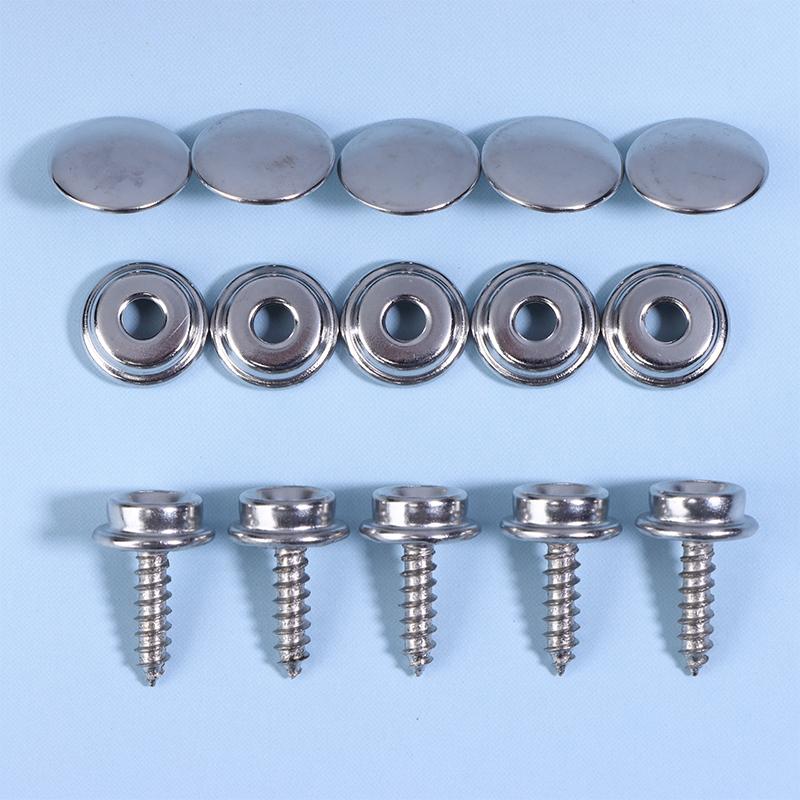 30/32Pcs Silver Metal Snap Fastener Screws Nails Set For Tent Boat Yacht Marine Canvas Cover Craft Bags Wallet Fasteners Parts