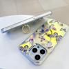 For iPhone 15 Pro Case Laser Texture Electroplating Butterfly Pattern Ring Kickstand Phone Cover