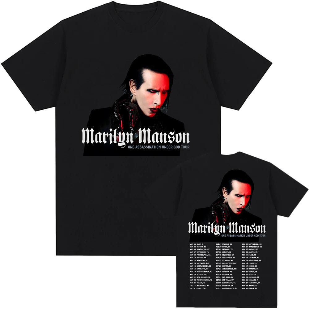 ONE ASSASSINATION UNDER GOD TOUR 2025 T-shirt Marilyn Manson Bedrukte T-shirts Katoen Zomer Mannen Unisex Streetwear Herenkleding