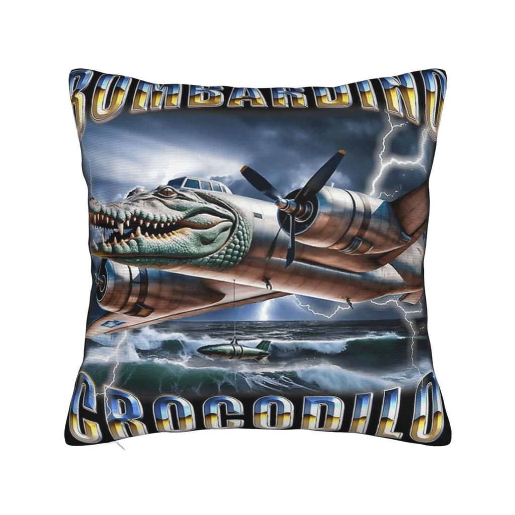 Watermeloni Crocodili Brainrot Fusion Italian Meme Pillowcases Cute Funny Pillow Case For Couch Sofa Bedroom Comfy Pillow Cover