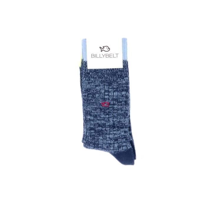 Chaussettes - club - l'élégante - coton épais - bleu marine - mi-mollet