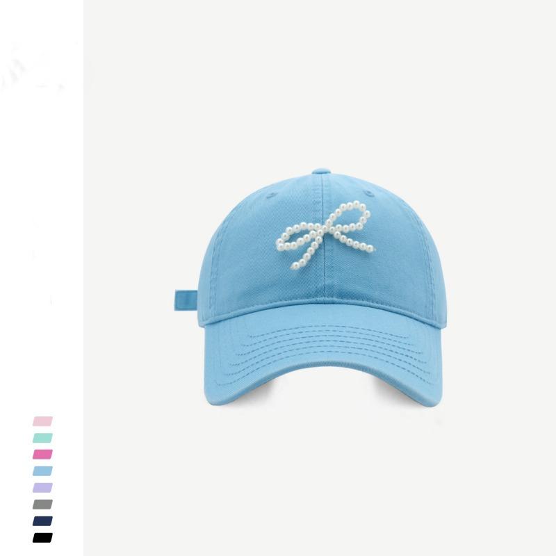 Hut Damen Nischendesign Süß Vielseitig Perlen Schleife Baseballkappe Softtop-Kappe
