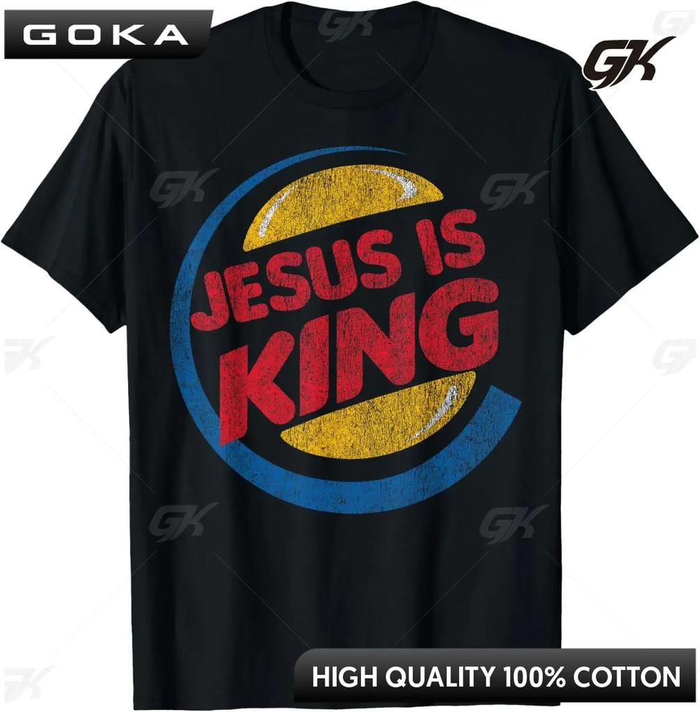 Christian Jesus Is King Design Crown TShirt Street Casual Couple Clothes  T Shirts for Unisex Clothes  Camisetas