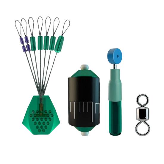 1 Set Fishing Rig Kit with Long Casting Silicone Space Beans Scale Weight Float Holder Alloy Swivel Freshwater Saltwater Rock Fishing Accessories