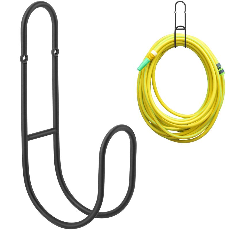 1pc Garden Hose Bracket Black Garden Hose Hanging Storage Rack Wall Mounted Water Pipe Hook Gardening Accessories