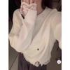 Korean Fashion Lace Splicing Knitted Pullover Sweater Women 2025 Winter New Loose Sweet Sweaters Solid Color O Neck Casual Simple Office Tops Clothing