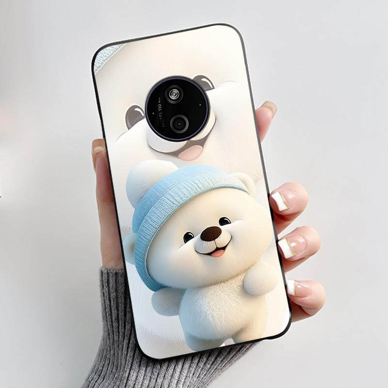 Phone Case For Nokia 125 HMD 110 4G 2024 Casing Luxury Cute Love Rabbit Funny Cartoon Black Matte Soft Silicone Shockproof Cover