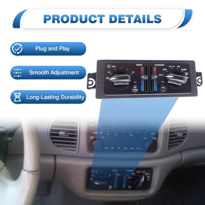 9359814 599199 A/C Heater Control Panel Plate Climate Control Switch for Buick Regal GS, GSE, LS, LSE 3.8L V6 – Gas 2000