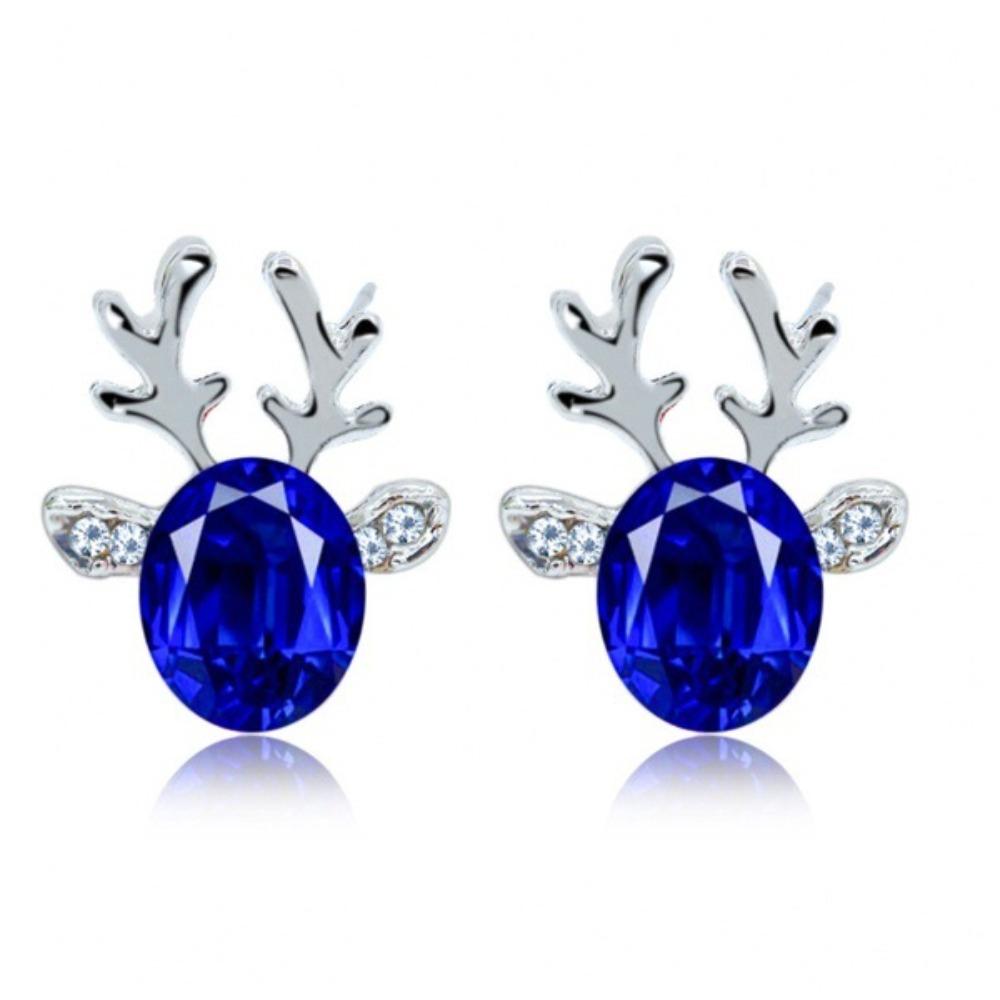 Fashionable Moose Stud Earrings with Glittering Antler Design for Women