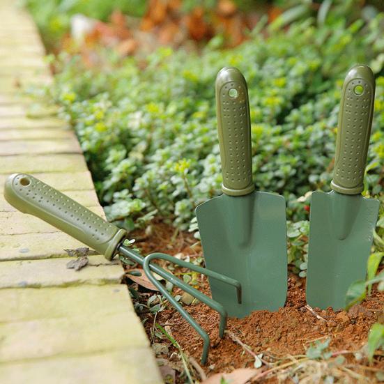 3Pcs/Set Household Shovel Smooth Surface Not Easy To Rust Gardening Tools Sturdy Shovel Rake Set Outdoor