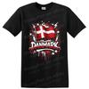 Denmark Flag T Shirt Red White Nordic Grunge Splash Patriotic Travel Gift Tee