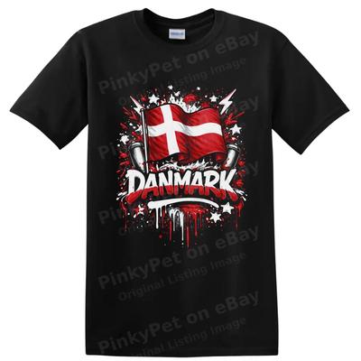 Dänemark Flagge T-Shirt Rot Weiß Nordisch Grunge Spritzer Patriotisch Reise Geschenk Tee