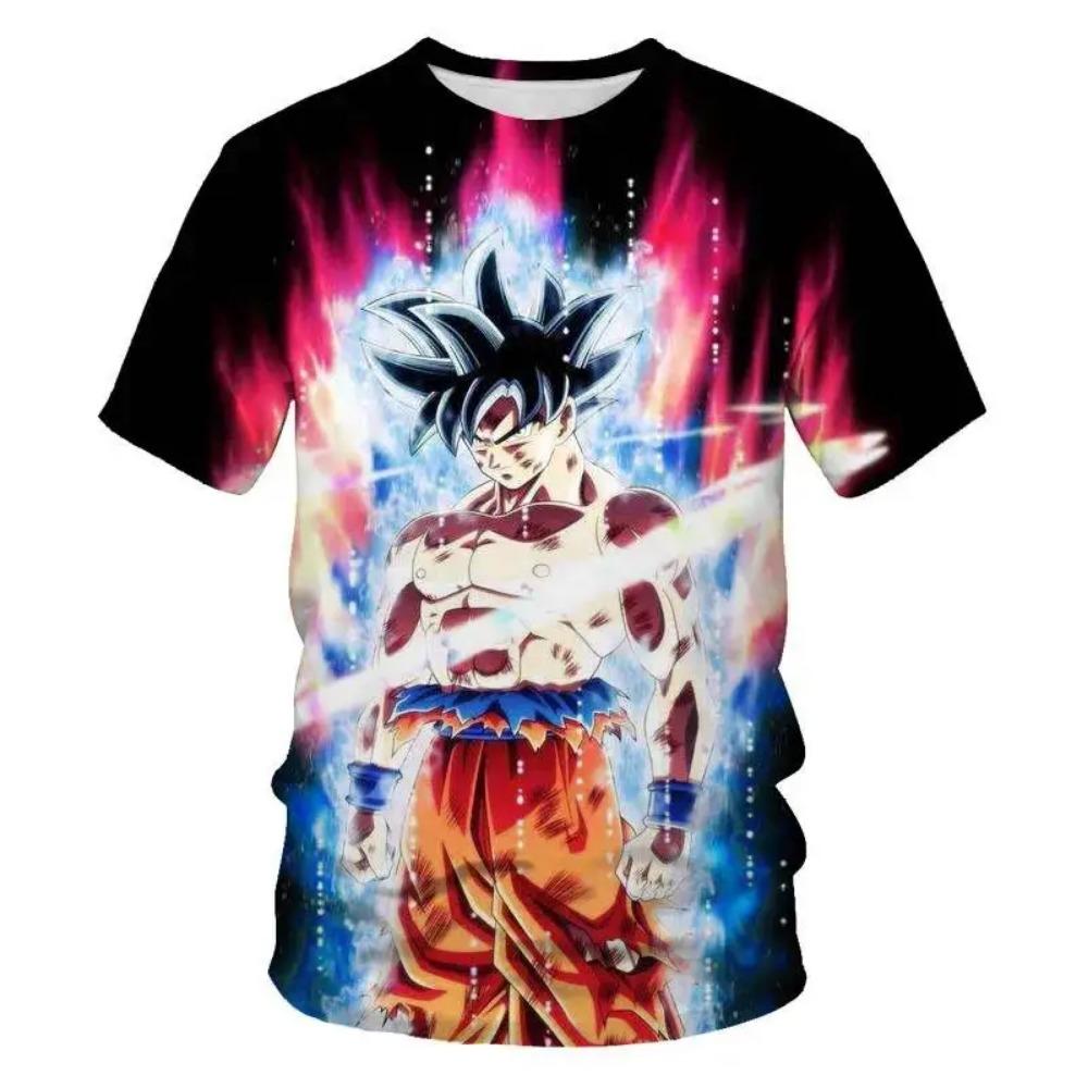 Children's Anime Dragon Ball 3D Digital Print Boy Street Trend Round Neck Short Sleeved T-shirt