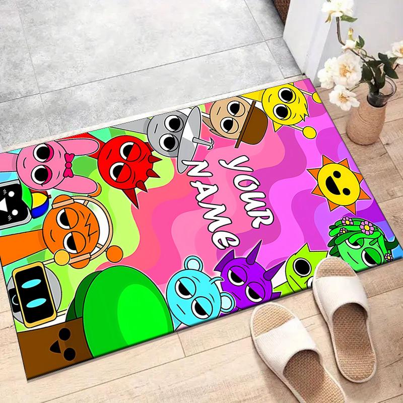 Custom SPRUNKI Mat Personalized Name, Polyester Washable Indoor Entryway Rug, Gift for Christmas, Easter, Thanksgiving Day