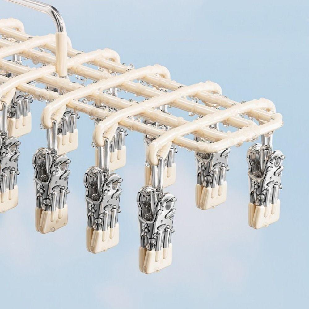 Heavy Duty Multi-Clip Drying Rack Stainless Steel Windproof Clothing Rack Laundry Hanger Outdoor