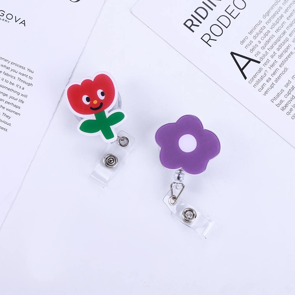 Reel Clip Cartoon Acrylic Retractable Badge Reel ID Card Clips Name Card Holder Badge Holder
