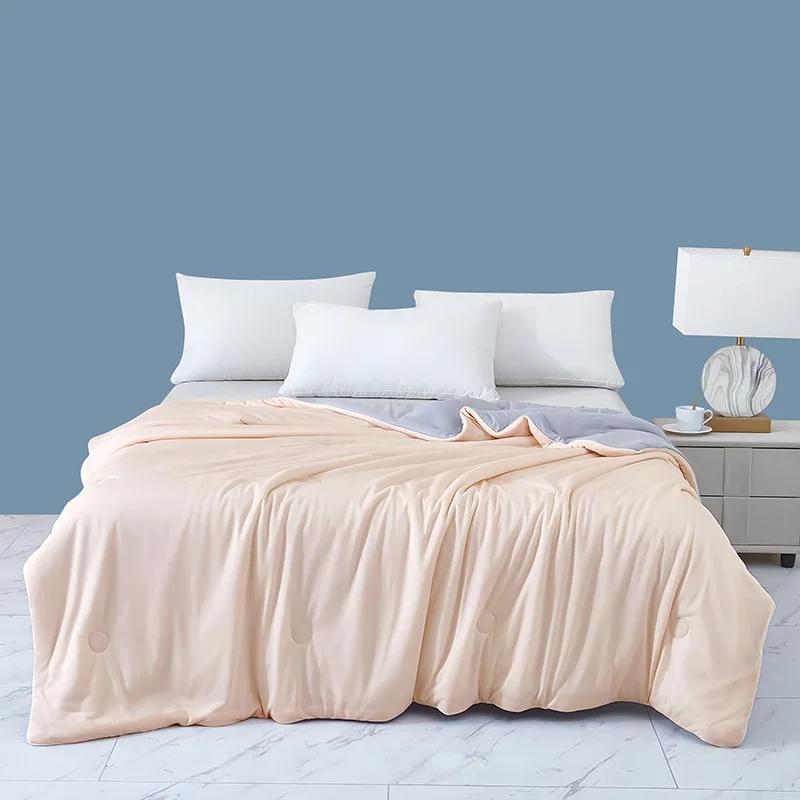 

2025 solid color double spell cool silk summer quilt ice cream air conditioner quilt summer machine washable 150x200cm 1pcs