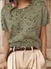Blumenprint Rundhals Pullover Kurzarm Strickpullover für Damen - Sommer 2026 Edition
