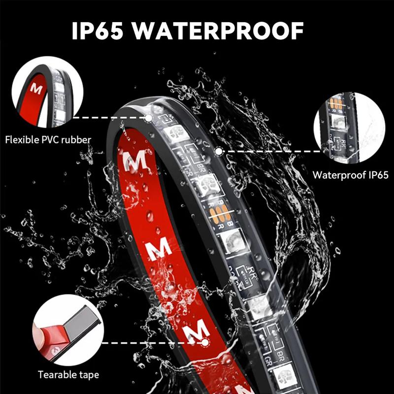 Motorcycle Car Atmosphere Foot Light RGB APP LED Remote Control Flexible Waterproof Sound Control 12V Moto Decorative Lamp Strip