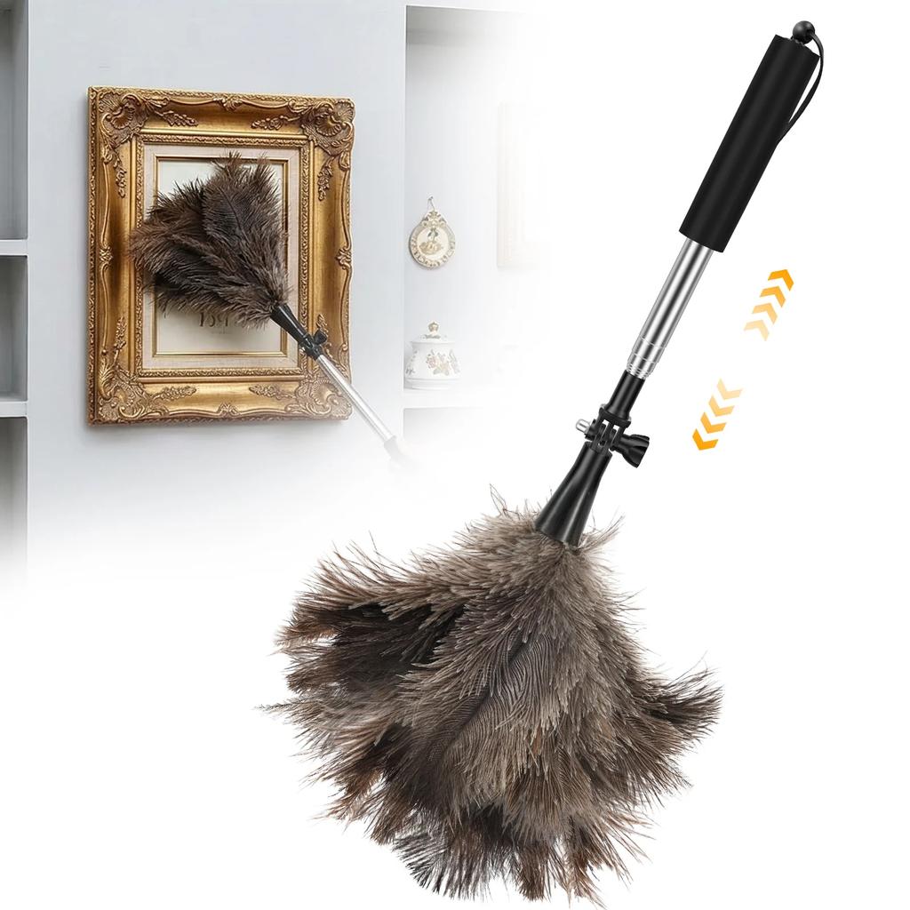 19-49 inch Extendable Feather Duster Handheld Bendable Ostrich Feather Duster Multipurpose Home Cleaning Tool for Ceiling Fan