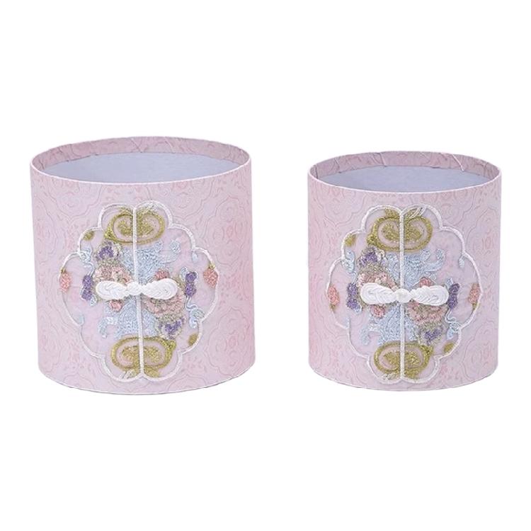 

Two Sizes Decorative Floral Buckets Feature Intricate Embroidery Flower Container Suitable For Parties And Gifts рожевий