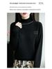 Autumn/Winter Rhinestone Semi-High Neck Knitted Sweater Top for Women