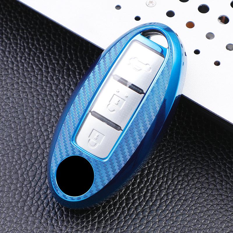 Carbon Fiber Key Case for 22 Nissan Models: Qashqai, X-Trail, Kicks, Murano, Tiida, Sylphy, Patrol, Teana.