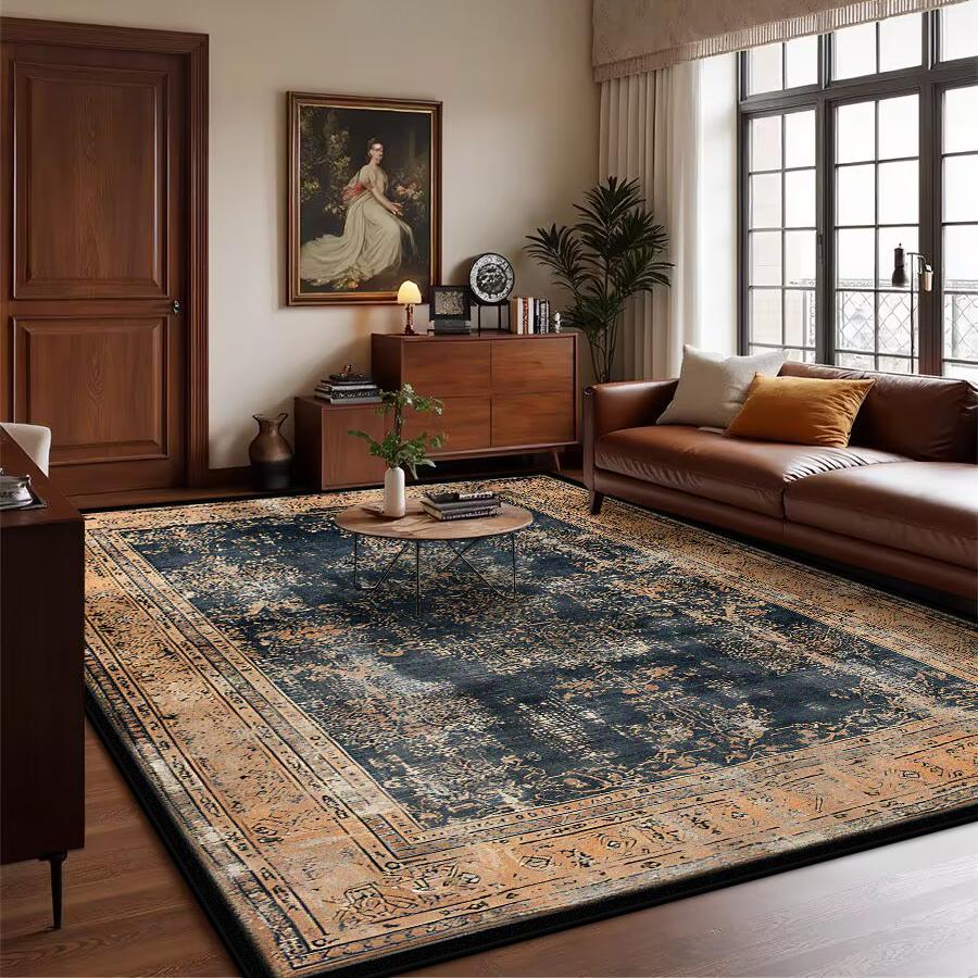 Retro Bohemian Persian Luxury Carpet for Living Room Comfortable Soft Non-slip Bedroom Rugs Classical Entrance Door Mat Washable