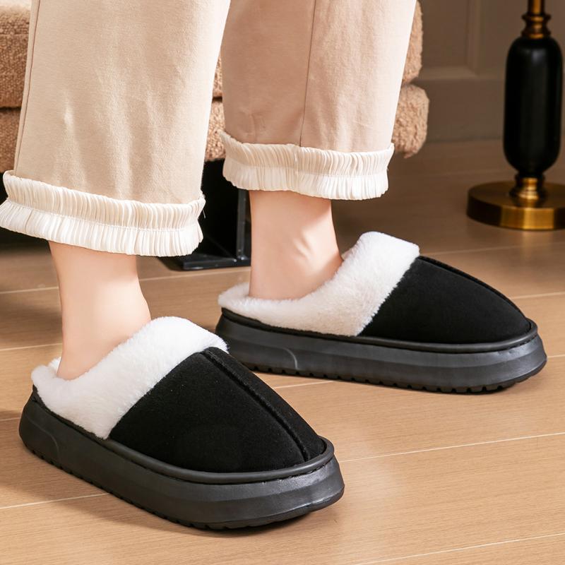 Memory foam slippers women suede platform EVA sole warm home shoes winter non-slip comfortable