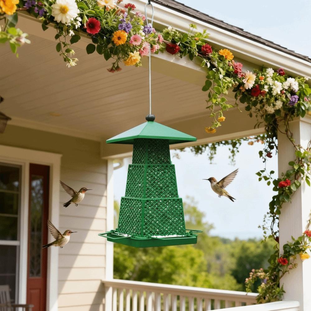 Windproof Wild Bird Feeder Folding Multi-purpose Hanging Bird Feeder with Hang Rope Large Capacity Bird Feeding Container